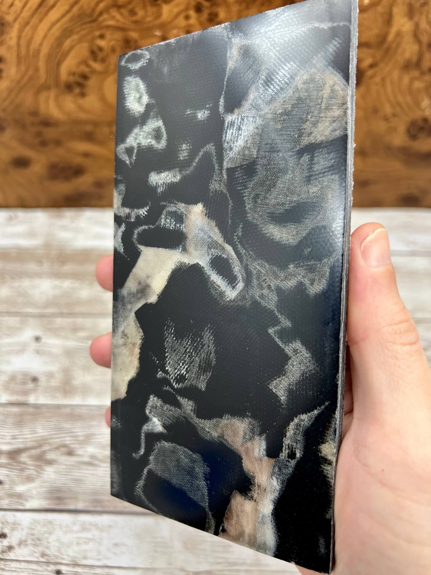 Double Black Canvas, Bone Linen Rag/Burl Phenolic