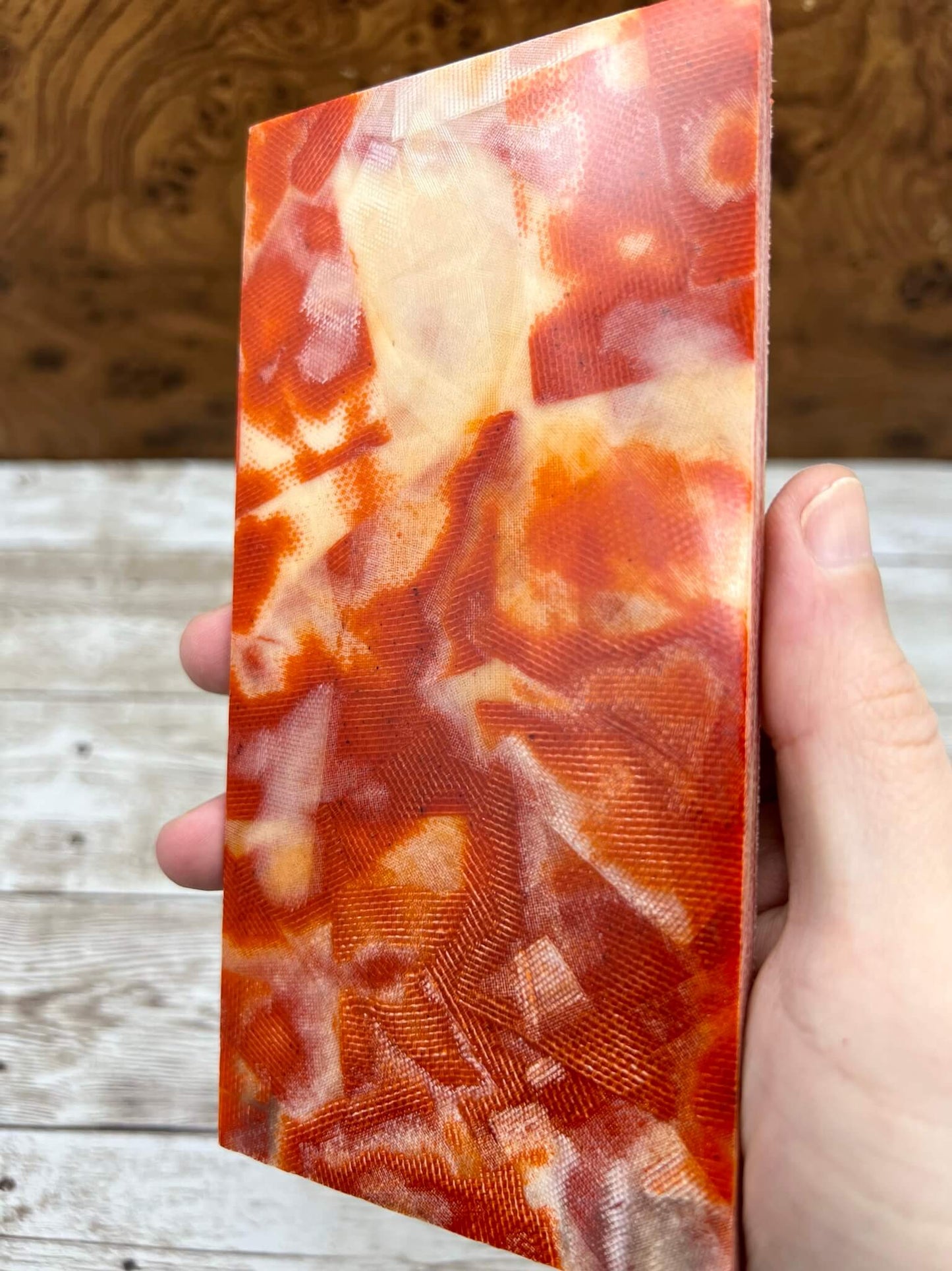 Orange Canvas, Bone Linen Rag/Burl Phenolic