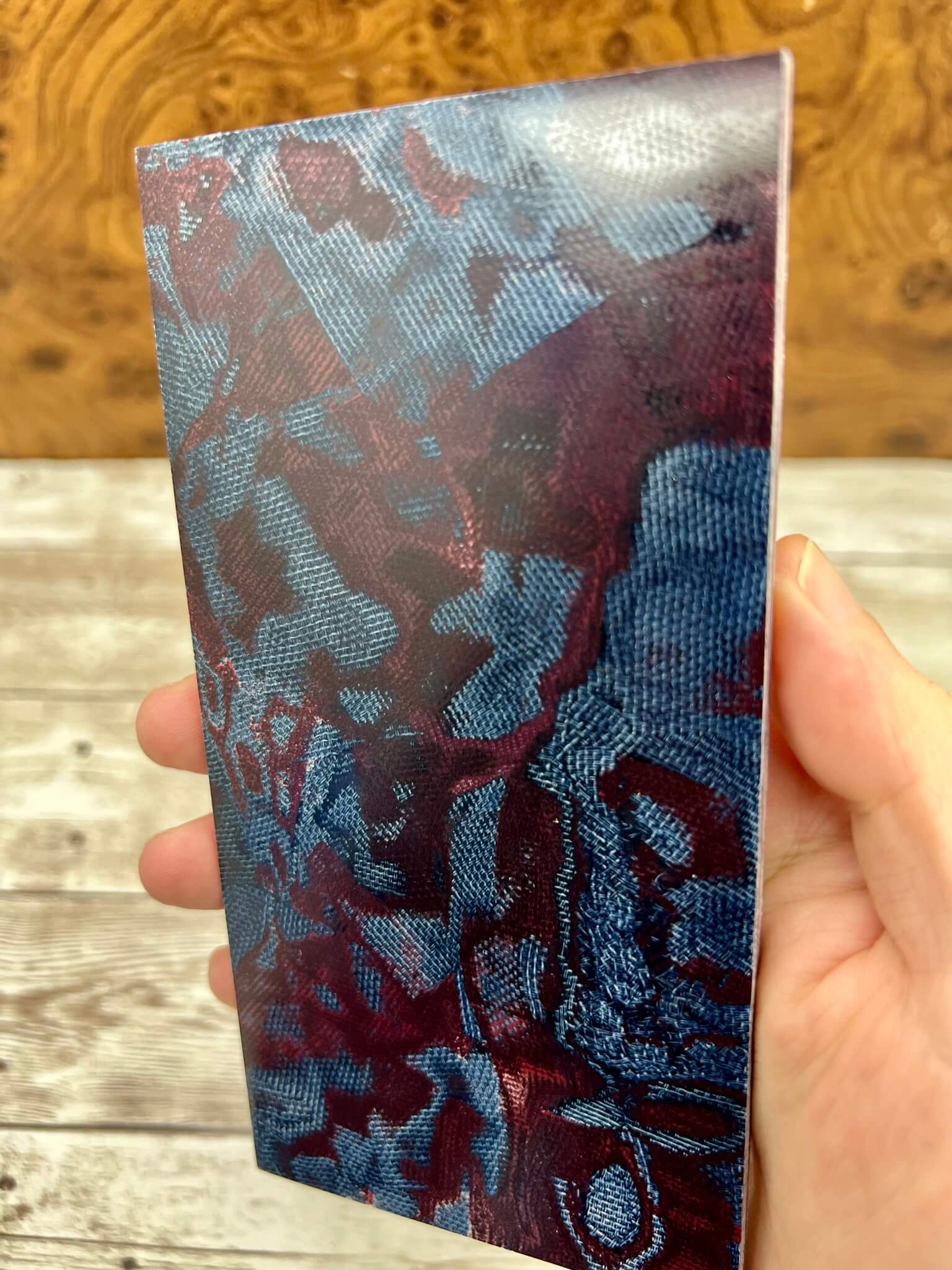 Double Burgundy Canvas, Blue Denim Canvas Rag/Burl Phenolic – Knife ...